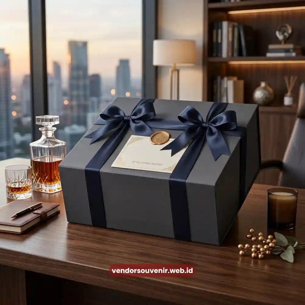 Kemasan Hampers Kantor Eksklusif Pita Satin